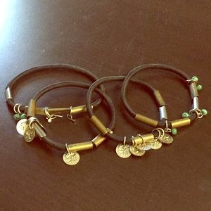 Four 4 One Braclet Set. Stylish Teal & Gold Design